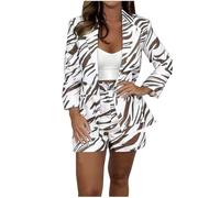 NSICBMNO Coffee Co Ord Sets For Women Plus Size Blazer Set Casual Work Outfits Open Front Cardigan Blazer Jackets Tailored Shorts Ladies Smart Suits Summer 2 Piece Outfits Lounge Wear Set Streetwear