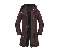 NSICBMNO Coffee Womens Waterproof Jackets Fleece Lined Waterproof Jacket Rain Coat Long Parka Coats Warm Windbreaker Thermal Winter Coats Full Zip Hoodie Hooded Trench Coat Long Raincoat With Hood