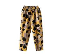 NSICBMNO Cotton Trousers for Women UK Elastic Waist Trousers Plus Size Cropped Wide Leg Lounge Pants Ladies Summer Boho Yoga Pants 3/4 Length Leisure Slacks S-4Xl
