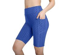NSICBMNO Cycle Short for Women Summer Honeycomb Cycling Shorts with Pockets High Waist Gym Shorts Stretch Butting Lifting Shapewear Compression Yoga SweatShorts Workout Running