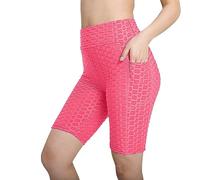 NSICBMNO Cycle Short for Women Summer Honeycomb Cycling Shorts with Pockets High Waist Gym Shorts Stretch Shorts Butting Lifting Shapewear Compression Yoga Shorts SweatShorts Workout Running Shorts