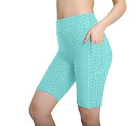 NSICBMNO Cycle Short for Women Summer Honeycomb Cycling Shorts with Pockets High Waist Gym Shorts Stretch Butting Lifting Shapewear Compression Yoga SweatShorts Workout Running