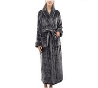 NSICBMNO Dark Gray Long Dressing Gowns For Women Uk Fluffy Housecoats Fleece Bath Robes Winter Pyjamas Ladies Luxury Velour Dressing Gown Thick Cardigans Plush Gown With Pockets Plus Size