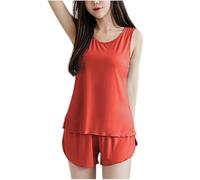 NSICBMNO Days Modal Pyjamas womens Heart women'S Short Sleeve Pyjamas Set Ladies Pjs Red Tartan Shorts women women'S Pyjama Set Girls Silk Ladies