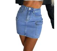NSICBMNO Denim Skirt Women Short Skirt with Pocket Denim Mini Y2K Pencil Bodycon Cargo Ripped Mini High Waist A Line Jean for Skirts Casual Streetwear Skirts
