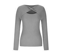 NSICBMNO Elegant Blouses for Women UK Long Sleeve T Shirts Twist Knot Front Bodycon Tops Hollow Out Knit Jumper Slim Fit Casual Tops Aesthetic Clothes Solid Color Yoga Sports Tee Hugging Top
