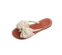 NSICBMNO Flat Sandals For Women Wide Fit Flip Flops Bow Knot Slides Open Toe Flat Sandals Summer Slip On Slippers Non Slip Flip Flops Indoor Outdoor Beach Slides Pool House Holiday Slippers Size 4