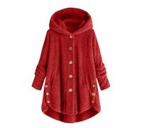 NSICBMNO Fleece Hoodie Women Oversized Sweatshirt With Side Pockets Winter Fluffy Jacket Plus Size Hoodie Long Sleeve Shirt Jacket Button Up Coat Cozy Blanket Hoodie Ladies Casual Lounge Wear