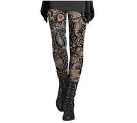 NSICBMNO Floral Patterned Tights for Women UK Plus Size Gym Leggings 3D Print Leggings Comfortable Yoga Pants High Waisted Tights Tummy Control Running Harajuku Soft Pants