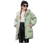 NSICBMNO Girls Puffer Jacket Long Winter Coats Kids Padded Coat - Hooded, Warm, Lightweight, Quilted, Padded, Down, Zip Up, Long Sleeve, Thick, Thermal, Overcoat, School Coats For 6-7 Years