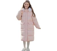 NSICBMNO Girls Puffer Jacket With Hood Kids Long Winter Coats Faux Fur Hooded Jacket Warm Parka Coats Thick Padded Coat Longline Quilted Jackets School Snowsuit Overcoat Outwear For 3-15 Years