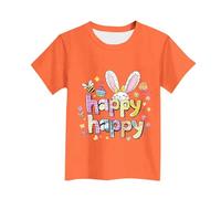 NSICBMNO Girls T Shirts Rabbit T Shirt Easter Tshirt Kids Short Sleeve Top Loose Graphic Crew Neck Cute Shirts Sports Loose School Tunic Tops Tees Blouse for 7 Years, Orange