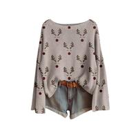 NSICBMNO Gray Christmas Sweatshirt For Women Rude Christmas Jumpers Reindeer Sweater Baggy Sweatshirts Long Sleeve Jumpers Crew Neck Jumper Tunic Long Sweaters Tunic Blouses