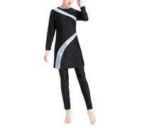 NSICBMNO Gray Gym Set Women Plus Size 3 Piece Outfit Muslim Tracksuit Modest Long Co Ord Sets Travel Outfit Long Sleeve Tunic Tops Longline Blouses Sports Leggings Lounge Set For Workout Running