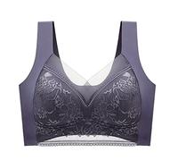 NSICBMNO Gray Push Up Bras for Women Plus Size Lace Bralette Posture Correction Bras Full Support Sports Non Wired Ladies Full Cup Padded Sexy Lace Comfort