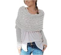 NSICBMNO Gray Scarf with Sleeves Women Long Sleeve Shrugs Knitted Scarf with Sleeves Ladies Crochet Shrugs Shawl Wraps Knitted Sweater Cable Knit Wrap Shawl Crop Jumpers Wrap Warmer