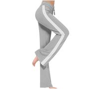 NSICBMNO Gray Straight Leg Joggers Womens Flared Trousers Side Stripe Track Pants Ladies Tracksuit Bottoms Gym Trousers Lightweight Sweatpants Drawstring Yoga Pants for Gym Jogging Running Sports
