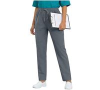 NSICBMNO Gray Straight Leg Joggers Womens with Pockets Scrub Trousers Nursing Pants Elasticated Waist Joggers Doctor Uniform Medical Scrub Bottoms Drawstring Lounge Pants Nurse Uniform Trousers