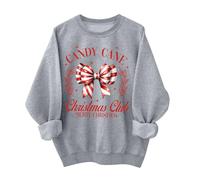 NSICBMNO Gray Womens Christmas Jumpers Oversized Sweatshirt Candy Cane Merry Christmas Jumper Long Sleeve Tops Crew Neck Sweatshirts Novelty Jumpers Fleece Lined Sweatshirts Tunic Tops