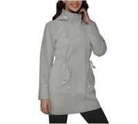 NSICBMNO Gray Womens Rain Jacket Ladies Waterproof Jackets With Hood Drawstring Waist Raincoat Long Trench Coat Full Zip Hoodie Raincoat Softshell Jacket Hooded Rain Coats Poncho Windproof Overcoat M