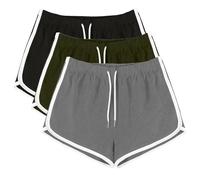 NSICBMNO Green 3Pcs Running Shorts Womens Striped Joggers Drawstring Sweatpants Elastic Waist Jogging Pants Wide Leg Joggers Sport Gym Biker Shorts Loose Lounge Pants Pj Bottoms Ladies Short M
