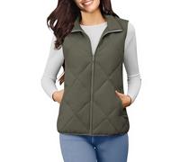 NSICBMNO Green Gilet For Women Uk - Winter Jacket For Women Uk, Padded Gilet Ladies Gillette Body Warmer Padded Vests, Quilted With Pockets, Zip Up Vest Sleeveless Puffer Jacket Cotton Jackets