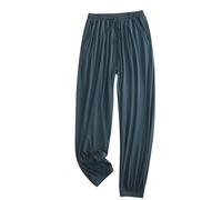 NSICBMNO Green Pyjamas Bottoms for Women UK Cuffed Leg Pj Bottoms Cropped Pants with Pockets Ladies Elasticated Waist Trousers Modal Pyjamas Summer Trousers Lounge Pants Baggy Yoga Loungewear