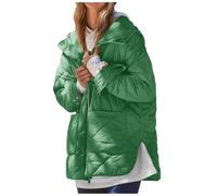 NSICBMNO Green Quilted Jacket Womens Long Coat Zip Up Hoodie Lightweight Puffer Jackets Winter Coat Ladies Padded Jackets Hooded Down Jacket Oversized Hoodie Outdoor Windbreaker With Pockets