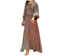 NSICBMNO Green Two Piece Outfit Women Lounge Wear Sets Oversized Batwing Tops Palazzo Trousers Wide Leg Co Ord Sets Round Neck Blouses Culottes Mother Of The Bride Outfits Casual Wear Streetwear