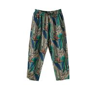 NSICBMNO Harem Pants Women Cotton Summer Trousers Elasticated Waist Capri Pants Baggy Casual Trousers Wide Leg Joggers Lightweight Lounge Cropped Pyjamas Bottoms Yoga Plus Size