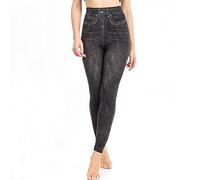 NSICBMNO Jeggings for Women UK High Waisted Leggings Faux Demin Leggings Ripped Jeggings Girls Skinny Fit Plus Size Stretchy Tights Pull in Slim Fit Pants for Workout Gym Yoga