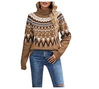 NSICBMNO Khaki Jumpers for Women UK Turtleneck Sweaters Winter Jumpers Long Sleeve Tops Thermal Knitted Oversized Sweater Chunky Baggy Jumper Knitted Tops Casual Knitwear Daywear