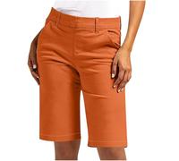 NSICBMNO Knee Length Shorts Women Long Bermuda Shorts Tailored Cropped Trousers Elasticated Waist Cargo Pants Straight Leg Joggers with Pockets Loose Lounge Pants for Summer Casual Office