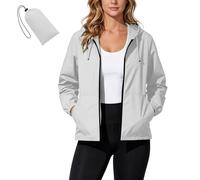 NSICBMNO Ladies Long Raincoats With Hoods Waterproof, Packable Waterproof Jacket Womens - Lightweight Jacket With Hood, Foldable Raincoat In Pouch, Hooded Windbreaker Water Resistant Running