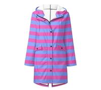 NSICBMNO Light Weight Waterproof Jacket Women Packable Rain Coat, Rain Coats For Women - Long Winter Coats Striped Hoodie Waterproof Fleece Lined Jacket Overcoat Zip Up Hoodie Softshell Jackets