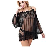 NSICBMNO Lingerie Sets For Women Uk Naughty Outfits Sheer Underwear Sexy Nightwear Babydoll Nighties Mesh Chemise Spaghetti Strap Sleepwear Teddy Night Gown See Through Nightdress Negligees Black