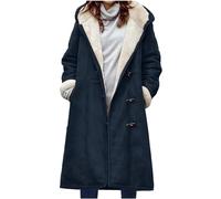 NSICBMNO Long Coat For Women Uk Fleece Lined Thicken Coat Girls Winter Sherpa Jacket Warm Ladies Winter Hoodie Chunky Longline Cardigans Hooded Parka Duffle Toggle With Pockets