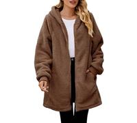 NSICBMNO Long Jackets For Women Uk With Pockets Winter Fleece Jackets Full Zip Hoodies Fluffy Coats Oversized Cardigans Longline Coats Teddy Fleece Lined Hoodies Warm Baggy Cardigan Soft Coats
