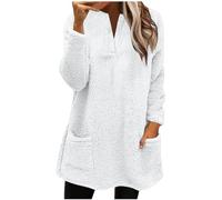 NSICBMNO Long Jumpers for Women UK Oversized Baggy Jumpers Fuzzy Fleece Jumper Pullover Tops Winter Warm Loungewear Long Sleeve Tunic Tops Cosy Ladies Oversized Turtle Neck