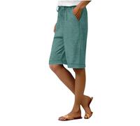 NSICBMNO Long Shorts for Women UK Straight Leg Joggers Knee Length Bermuda Shorts Drawstring Sweatpants Elastic Waist Yoga Pants with Pockets Summer Cropped Trousers for Holiday Beach Work