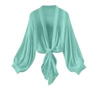 NSICBMNO Long Sleeve Chiffon Lightweight Maxi Sheer Duster Cardigan Ladies Tie Front Cardigans Bolero Shrug Cropped Summer Kimono Cardigans