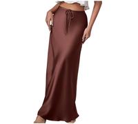 NSICBMNO Maxi Skirts for Women UK High Waisted Pencil Skirts Satin Skirt A Line Fold Over Long Maxi Skirt Pleated Flared Casual Spring Summer for Work Cocktail Party