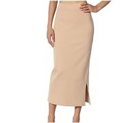 NSICBMNO Maxi Skirts for Women UK Summer Long Skirts Elegant Pencil High Waisted Side Split Maxi Bodycon Smart Casual Boho for Office Work Party Plus Size