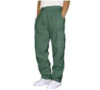 NSICBMNO Mens Green Joggers Bottoms Open Hem Tracksuit Bottoms Loose Cargo Trousers Casual Work Trousers Plus Size Sweatpants Gym Jogging Bottoms Lightweight Joggers Drawstring Cargo Pants Jog Pants