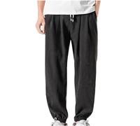 NSICBMNO Mens Joggers Plus Size Cargo Trousers with Pockets Elasticated Waist Trousers Lightweight Summer Drawstring Sweatpants Cuffed Joggers Loose Tracksuit Bottoms Casual