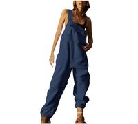 NSICBMNO Navy Dungarees for Women UK Y2K Teddy Fleece Overalls Sleeveless Jumpsuit with Pockets Casual Oversized Dungarees Warm Overalls Winter Jumpsuit Bibs Fuzzy Romper Harem Pants Ski Pants