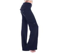 NSICBMNO Navy Flared Trousers Women Plus Size High Waisted Trousers Ladies Cargo with Pockets Stretch Yoga Pants Summer Bootcut Work Loose Sweatpants Bell Bottoms