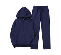 NSICBMNO Navy Tracksuit Womens Full Set 2 Piece Outfits Co Ord Sets Hooded Sweatshirts Straight Leg Joggers Drawstring Tracksuit Oversized Hoodie Elastic Waist Trousers Jogging Suits With Pockets