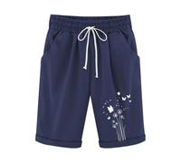 NSICBMNO Navy Womens Knee Length Shorts High Waist Yoga Pants Bermuda Shorts Straight Leg Trousers with Pockets Drawstring Cropped Trousers Dandelion Print Flared Leggings Loose Casual Pants