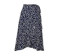 NSICBMNO Navy Wrap Skirts for Women UK Long Summer Skirts Ruffle Hem High Waisted A Line Skirt Tie Up Waist Skirt Boho Floral Print Beach Midi Cover Up for Party Beach
